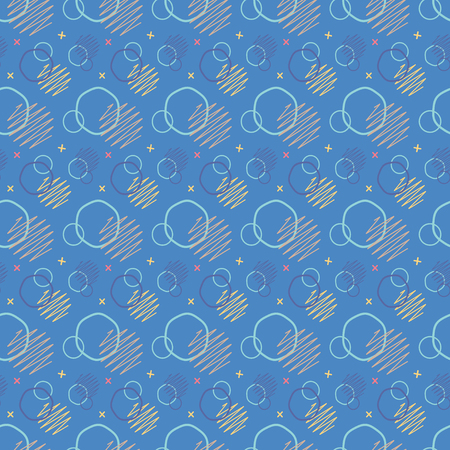 Memphis geometric pattern vintage pop art shapes.のイラスト素材