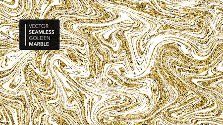 Marble gold and white texture seamless background. Abstract golden glitter marbling seamless pattern for fabric, tile, design or gift wrapping. Realistic business or wedding cover card.のイラスト素材
