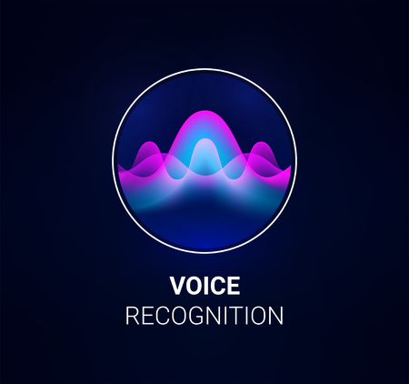 Personal assistant voice recognition concept. Artificial intelligence technologies. Sound wave logo concept for voice recognition application, website background or home smart system assistant. Vectorのイラスト素材