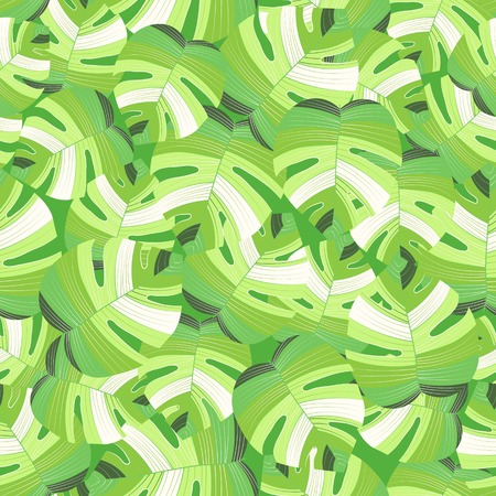 Tropical palm leaves pattern seamless background. Exotic floral fashion foliage art pattern. Seamless beautiful botany palm tree summer decoration design. Print pattern for textile swimwear. Vectorのイラスト素材
