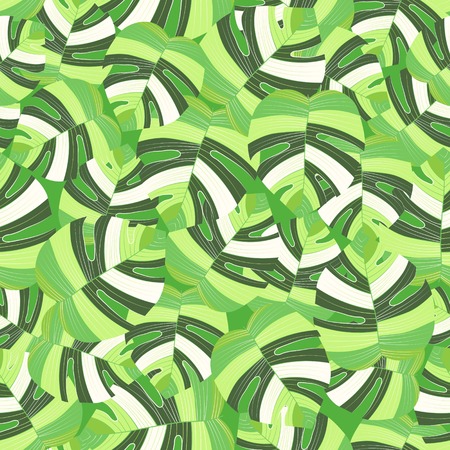 Tropical palm leaves pattern seamless background. Exotic floral fashion foliage art pattern. Seamless beautiful botany palm tree summer decoration design. Print pattern for textile swimwear. Vectorのイラスト素材