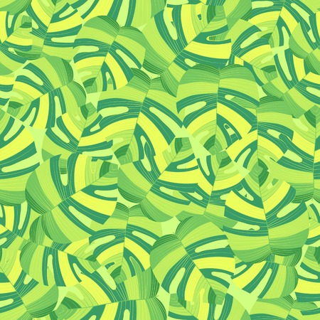 Tropical pattern seamless background. Palm leaves, modern seamless summer tropic art. Colorful trendy natural botanic print for decoration fabric,fashion textile. Palm tree leaf.Vector tropics botanyのイラスト素材