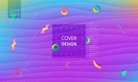 Abstract fluid colorful backdrop with dynamic shapes composition. Liquid geometric elements. Vector.のイラスト素材