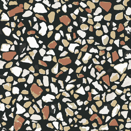 Terrazzo flooring, seamless pattern, brown background texture. Abstract vector design for print on floor, wall, tile or textileのイラスト素材