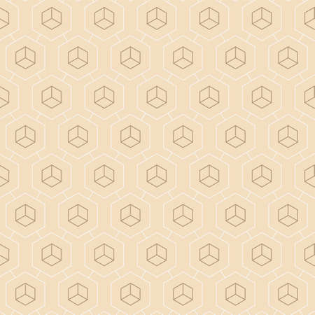 Seamless Tileable Graphic Cell, Lattice Texture. Continuous Ornament Vector Hexagon Print Pattern. Repetitive White Web, Design Texture. Modern Background Patternのイラスト素材