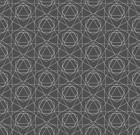 Seamless Vintage Graphic Web, Decor Pattern. Repetitive Tileable Vector Hexagon Lattice Texture. Repeat Wave Poly, Repetition Texture. Line Plexus Patternのイラスト素材