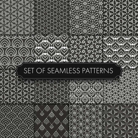 Repeat White Vector White Shapes Texture. Seamless Retro Graphic Gold Art Pattern. Seamless Black Vector Black Design Textureのイラスト素材