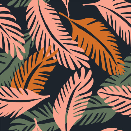 Vibrant Seamless Contemporary Tree Surface Pattern. Pastel Continuous Classic Palm Watercolor, Seamlessのイラスト素材