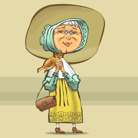 Illustration of an elderly happy woman expressing joyのイラスト素材