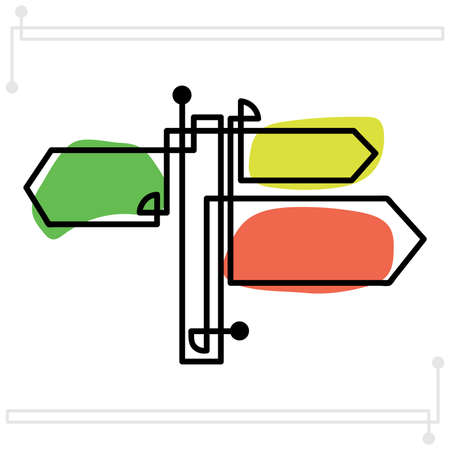 A continuous line creates a direction indicator symbolのイラスト素材