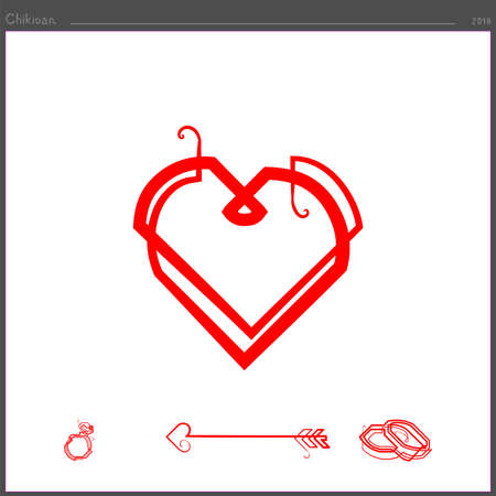 A romantic heart icon is drawn by a continuous lineのイラスト素材