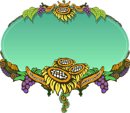 Decorative frame of natural warm colors with sunflower and grapesのイラスト素材