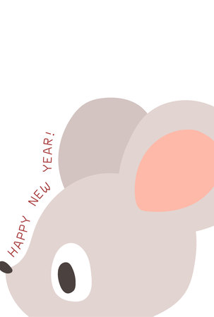 Simple and cute mouse new year's cardのイラスト素材