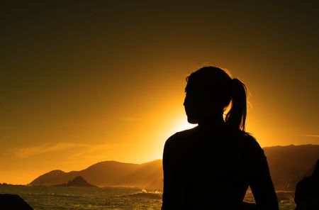 sunset silhouetteの写真素材