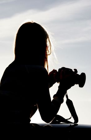 Silhouette of photographerの写真素材