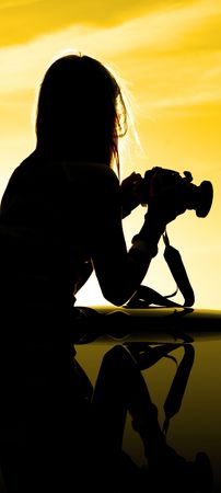 Sunset Silhouette of photographerの写真素材