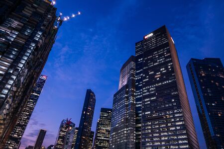 group of financial building in singapore cityのeditorial素材