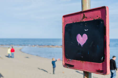 love symbol on the beachの写真素材
