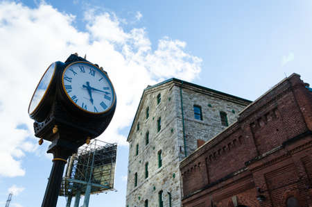 distillery district with clockの写真素材