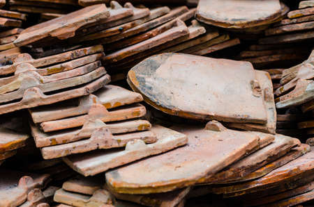 pile of roof tileの写真素材