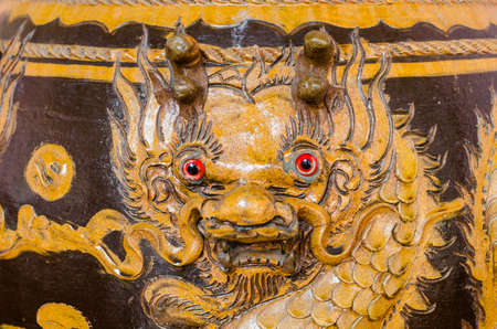 Close up of red eye dragon jarの写真素材