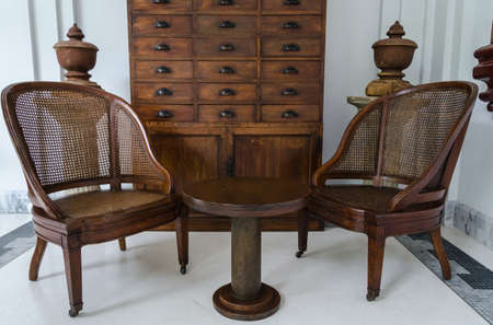 Hotel lobby with thai traditional chairのeditorial素材