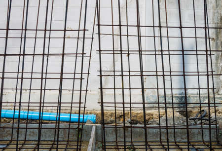 pattern of steel rod at construction siteの写真素材