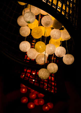 yellow and red small ball lamp