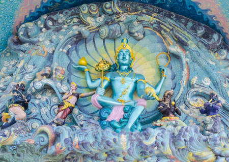 narayana mosaic wall art  at the wat ban rai , ko rat, Thailandの写真素材