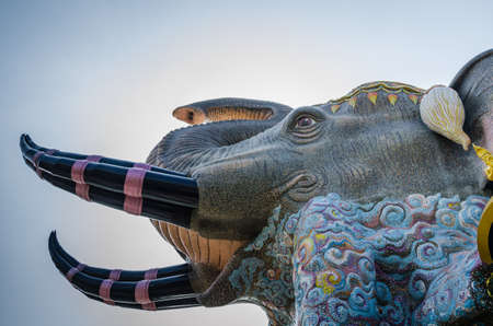 elephant mosaic wall art at the wat ban rai in ko rat, Thailand