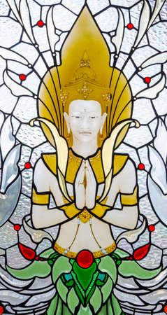 angle stained glass, Doi Masalong, Chiang Rai, Thailandのeditorial素材