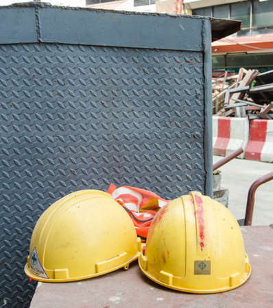 safety helmet at construction siteの写真素材