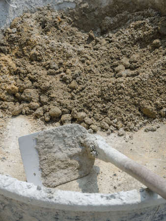 shovel in the mixing basketの写真素材