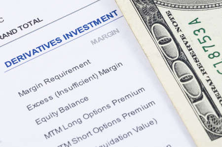 us dollar banknote on the derivatives investmentの写真素材