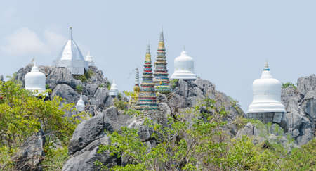 white pagoda on the mountain, Thailand