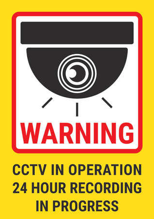 CCTV WARNING 24HR. YELLOLL BACKGROUND.のイラスト素材