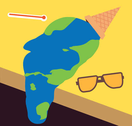 Global Melted, sunglasses and thermometer.のイラスト素材
