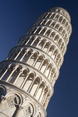 The Leaning Tower of Pisa against a blue sky