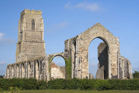 The present day Church of St Andrew, at Covehithe,  Suffolk, England, built within the shell of its predecessor, now in ruins.の写真素材