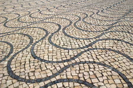 Close-up image of portuguese mosaic street tilesの写真素材