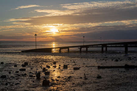 Sunset at  Southend-on-Sea, Essex, Englandの写真素材