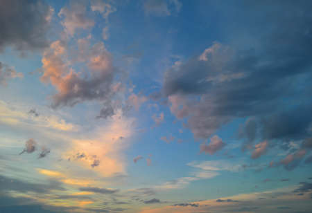 Sunset with colorful colors and cloudsの写真素材