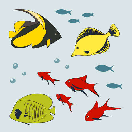 Set of cute fishes, vector illustrationのイラスト素材