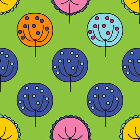 Seamless pattern with multicolor abstract trees, vector illustrationのイラスト素材
