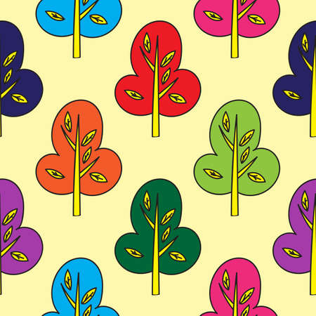 Seamless pattern with multicolor abstract trees, vector illustrationのイラスト素材