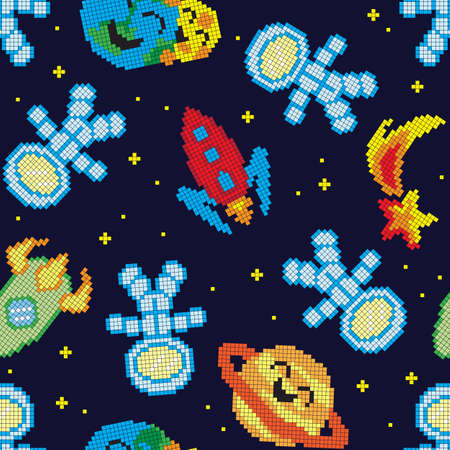 Seamless pattern with pixel space, vector illustration