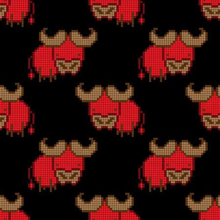Seamless pattern with buffalo, vector illustrationのイラスト素材