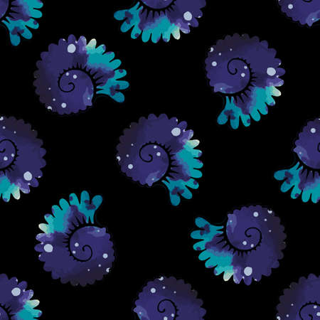 Seamless pattern with cute cosmic shell, vector illustration.のイラスト素材