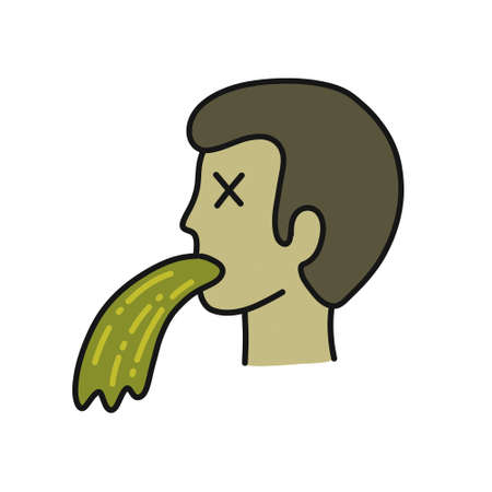 vomiting doodle icon, vector color illustrationのイラスト素材