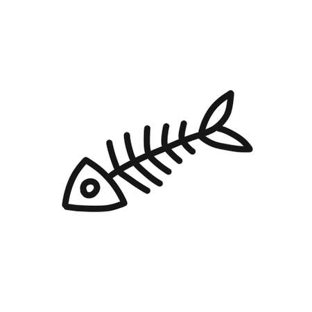 fish skeleton doodle icon, vector color illustrationのイラスト素材